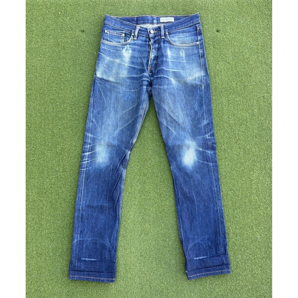 Gustin California Straight Selvedge Denim Jeans 32/33 Raw Button Fly USA